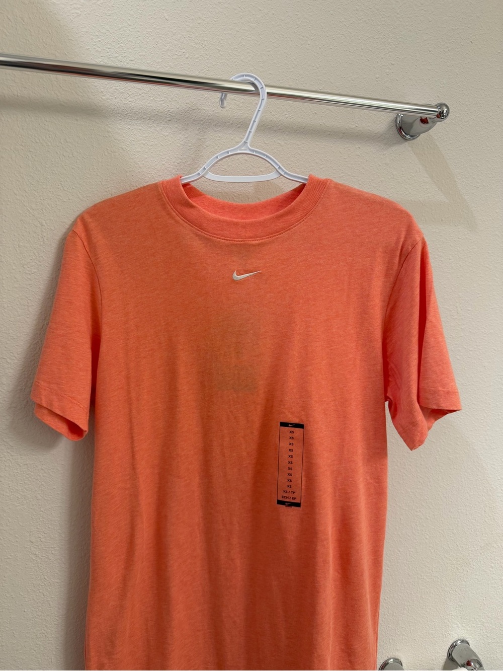 Nike Coral Short-Sleeve Crew T-Shirt with White Swoosh